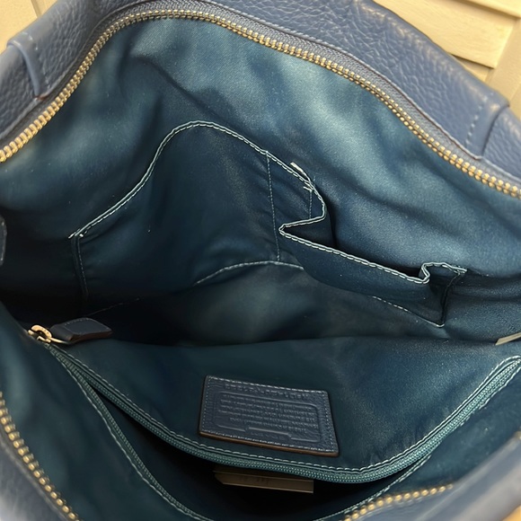 Coach Blue Leather Shoulder Crossbody Large Bag With Dust Bag Pre-Loved - Picture 11 of 12